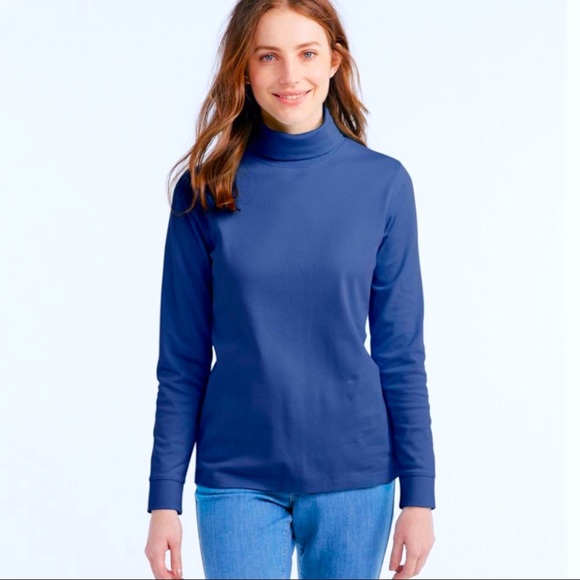 L.L. Bean Interlock Turtleneck Supima Cotton Comfy Stretch Long Sleeve Tee Shirt - Picture 8 of 9